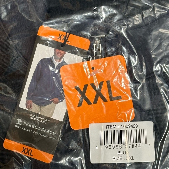 Men's Pebble Beach XXL 50 - 52 Quarter Zip V-Neck Long Sleeve Navy Blue Mockneck - Picture 8 of 9
